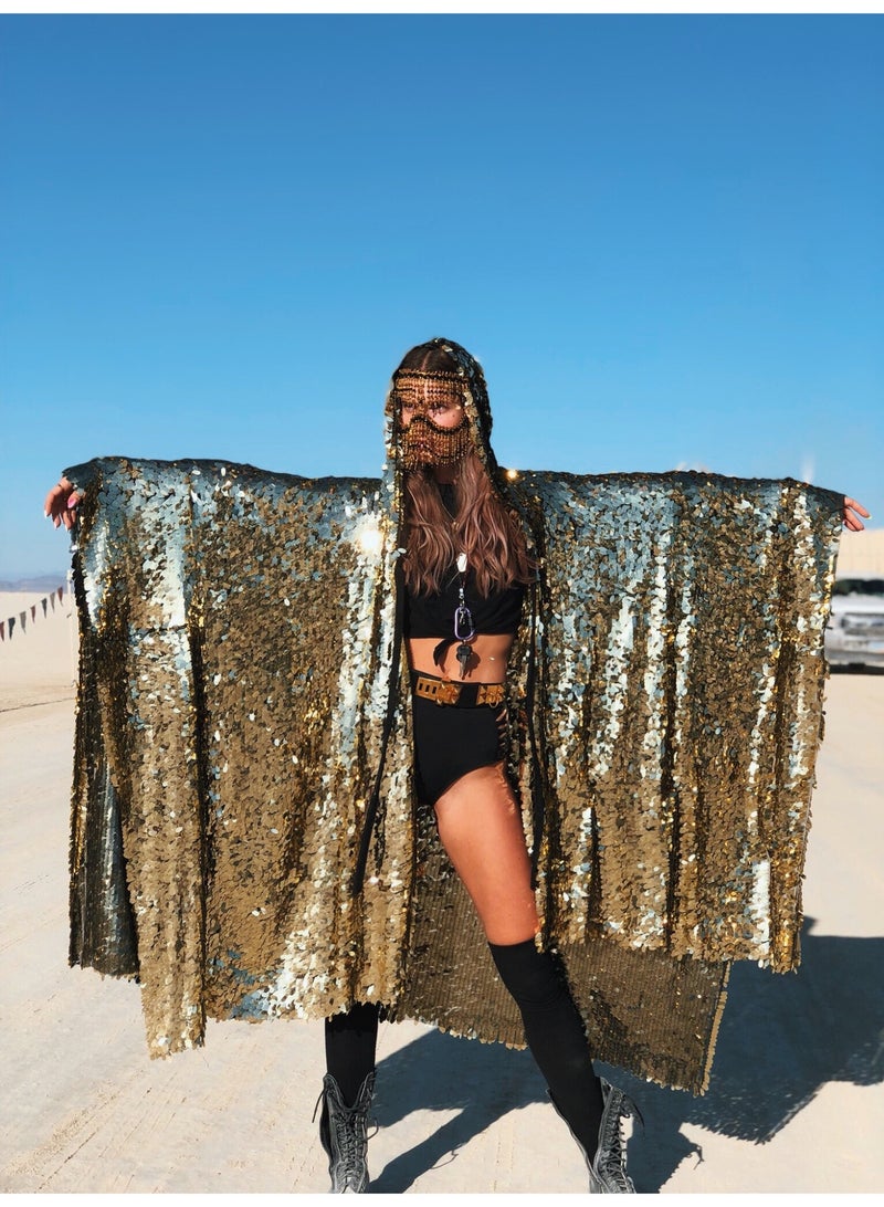 GetmanJewelry Getman Jewelry Tribal Women Face Chain, Unique Beadded Dancing Veil, Handmade Gold Face Mask for Bellydance, Performances & Festival Fashion - Image 5