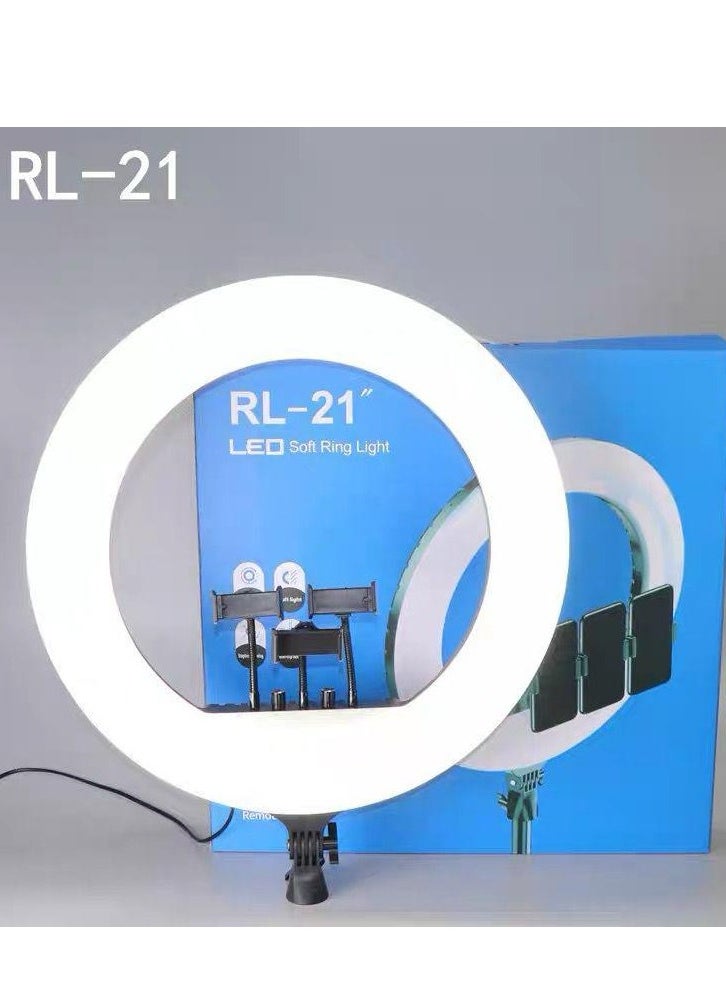 ACLIX 21 Inch Ring Light Tripod Mount with 3 Phone Bracket, LED Soft Ring Light with Remote Control  - Image 1