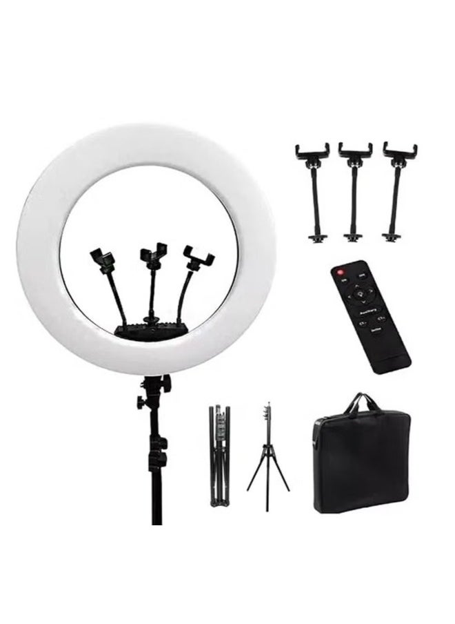 ACLIX - 21 Inch Ring Light Tripod Mount with 3 Phone Bracket, LED Soft Ring Light with Remote Control - Image 1