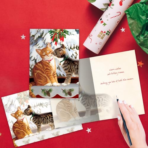 Tree-Free Greetings TreeFree Greetings Kitten Kiss Holiday Cards 10 Recycled 5x7 Cards Matching Envelopes Thick Cardstock Sustainably Made in USA Sweet Loving Joy - Image 3