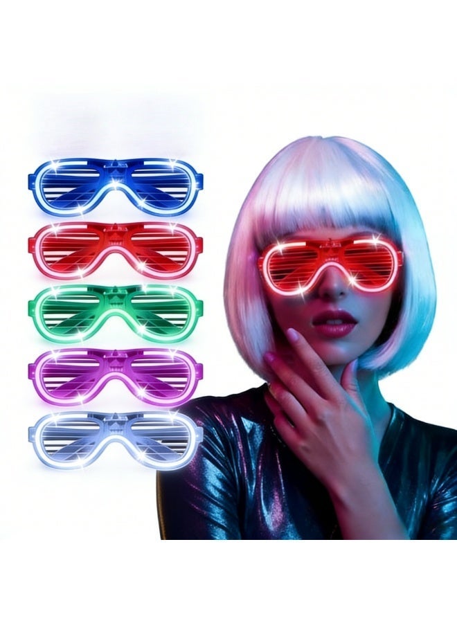 5 جهاز كمبيوتر شخصي نيون ضوء النظارات أدى ضوء المصارع وامض نظارات شمسية للأطفال الكبار الحزب - Image 1