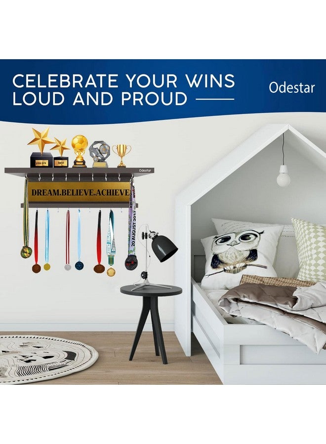 Odestar Engineering Wood Premier Award Medal Display Rack and Trophy Shelf- (Brown, Large) - Image 3
