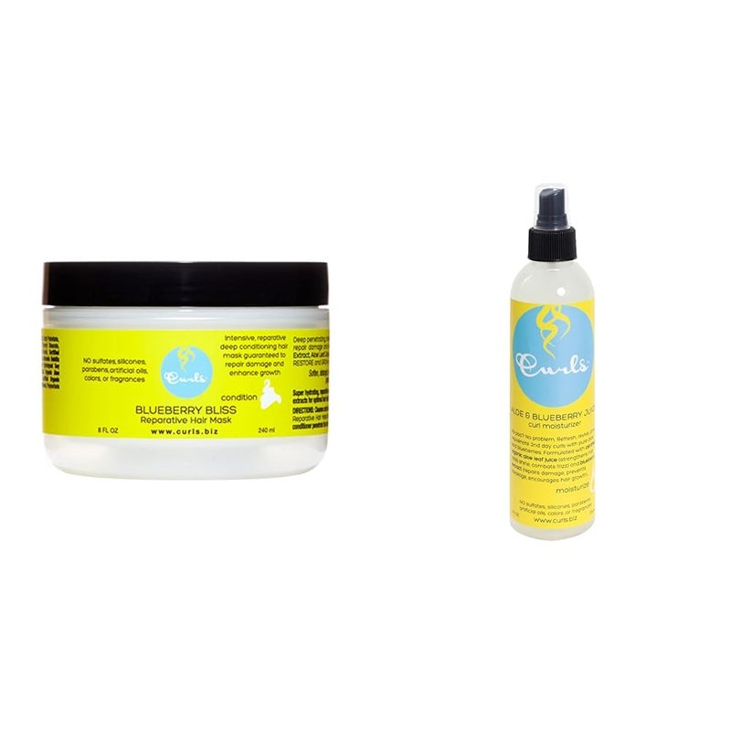 Curls Blueberry Bliss Hair Mask and Moisturizer Bundle - Repair, Protect, Restore, Grow, and Refresh 8 Fl Oz and 8oz - Image 1