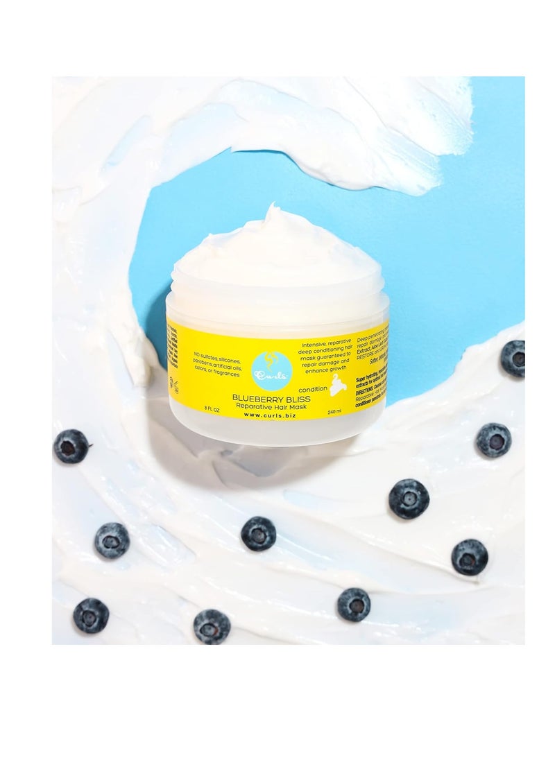 Curls Curls Blueberry Bliss Hair Mask and Moisturizer Bundle - Repair, Protect, Restore, Grow, and Refresh 8 Fl Oz and 8oz  - Image 2