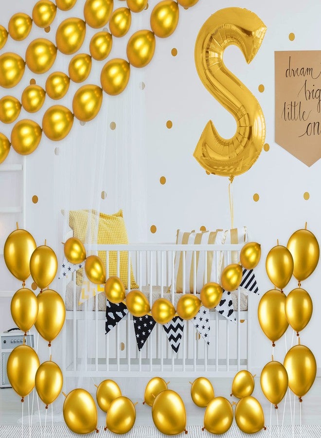 Leitee 160 Pcs Link Balloon 12 Inch 6 Inch Linking Balloons Quick Linkable Needle Tail Latex Balloons for Christmas Birthday Happy New Year Party Wedding Graduation Arch Decors(Metallic Gold) - Image 4