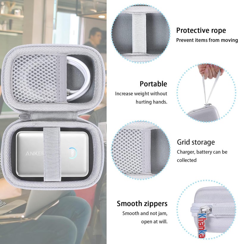 Khanka for Anker Nano Power Bank,10,000mAh 45W(‎A1638) Powerbank Hard Carrying Case,Storage Travel Cover for Anker Nano 45W Max Compact Battery Pack,Case Only (White) - Image 2