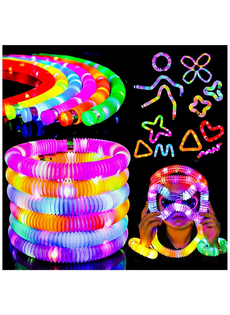 Cool Baby 12 Pack Glow in The Dark Party Supplies Toddler Sensory Toys Light Up Pop Fidget Tubes Party Favors for Kids  - Image 1