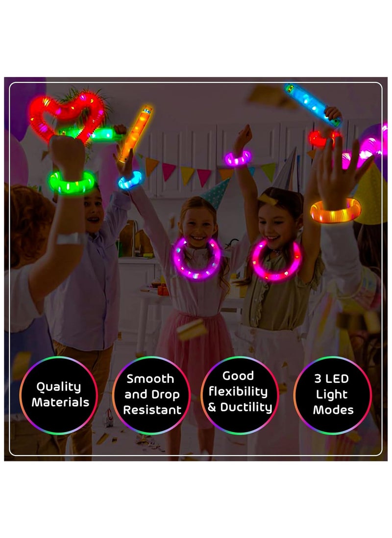 Cool Baby 12 Pack Glow in The Dark Party Supplies Toddler Sensory Toys Light Up Pop Fidget Tubes Party Favors for Kids  - Image 3