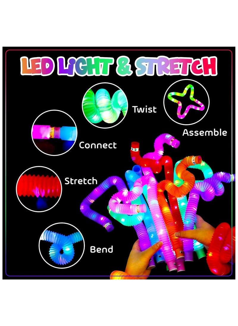 Cool Baby 12 Pack Glow in The Dark Party Supplies Toddler Sensory Toys Light Up Pop Fidget Tubes Party Favors for Kids  - Image 4
