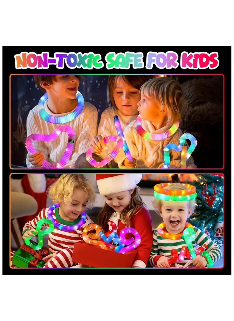 Cool Baby 12 Pack Glow in The Dark Party Supplies Toddler Sensory Toys Light Up Pop Fidget Tubes Party Favors for Kids  - Image 5