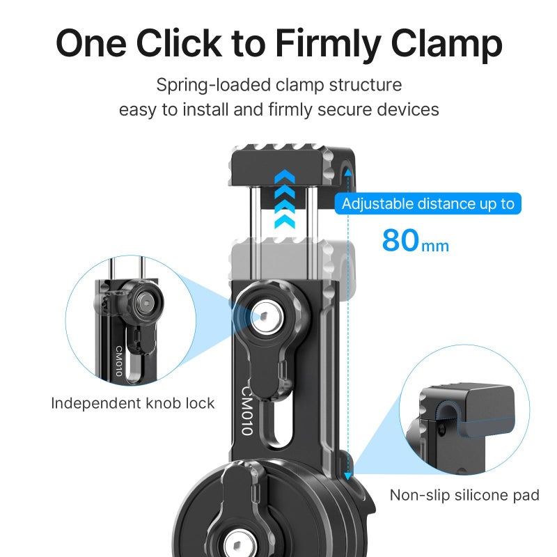 jusmo CM010 Cell Phone Fence Mount Game Changer Mounting Kit for GoPro, iPhone, AKASO, DJI Osmo Action, Insta360, Mevo Start for Recording Baseball Softball Tennis Gamechanger Streaming Kit - Image 3