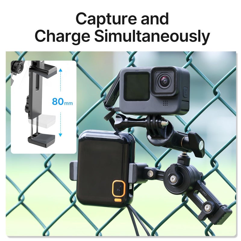 jusmo CM010 Cell Phone Fence Mount Game Changer Mounting Kit for GoPro, iPhone, AKASO, DJI Osmo Action, Insta360, Mevo Start for Recording Baseball Softball Tennis Gamechanger Streaming Kit - Image 5