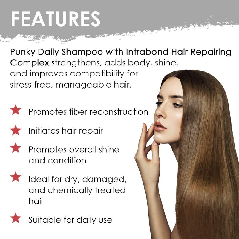 Punky Daily Shampoo with IntraBond Hair Repair Complex - Bond Repair Shampoo, Anti-Breakage, Strengthening Color-Safe & Sulfate-Free, 8.5 fl oz - Image 4