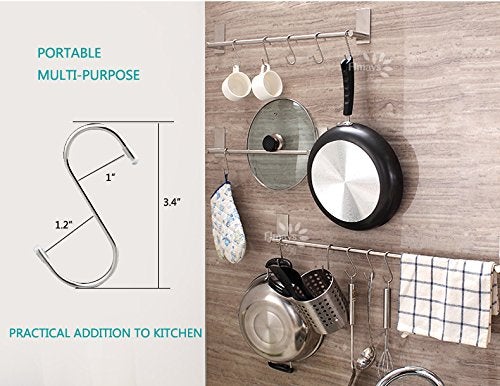 Evob 20 Pack 3.4" S Shaped Hooks Stainless Steel Metal Hangers Hanging Hooks for Kitchen, Work Shop, Bathroom, Garden - Image 3