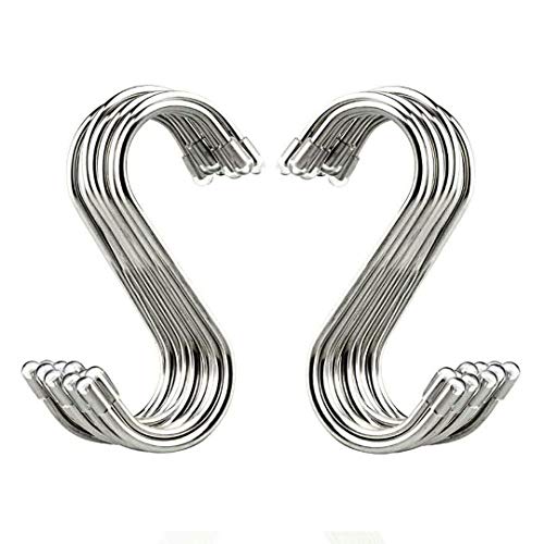 Evob 20 Pack 3.4" S Shaped Hooks Stainless Steel Metal Hangers Hanging Hooks for Kitchen, Work Shop, Bathroom, Garden - Image 2
