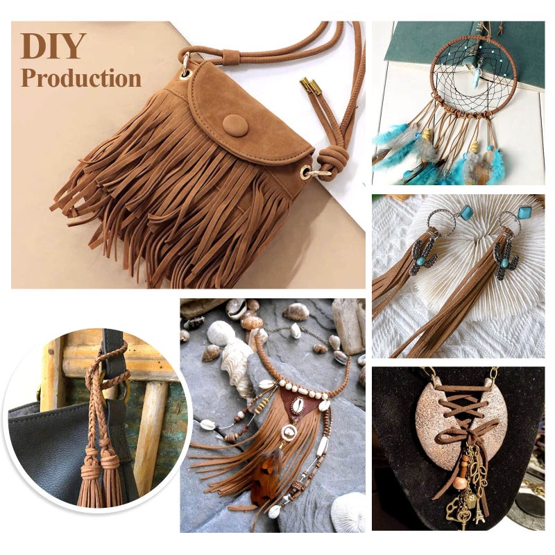 anezus Leather String, Flat Suede Cord Faux Leather Cord Thin Leather Lace for Bracelets, Necklaces, Jewelry Making and Art Crafts (2.7 MM Brown) - Image 5