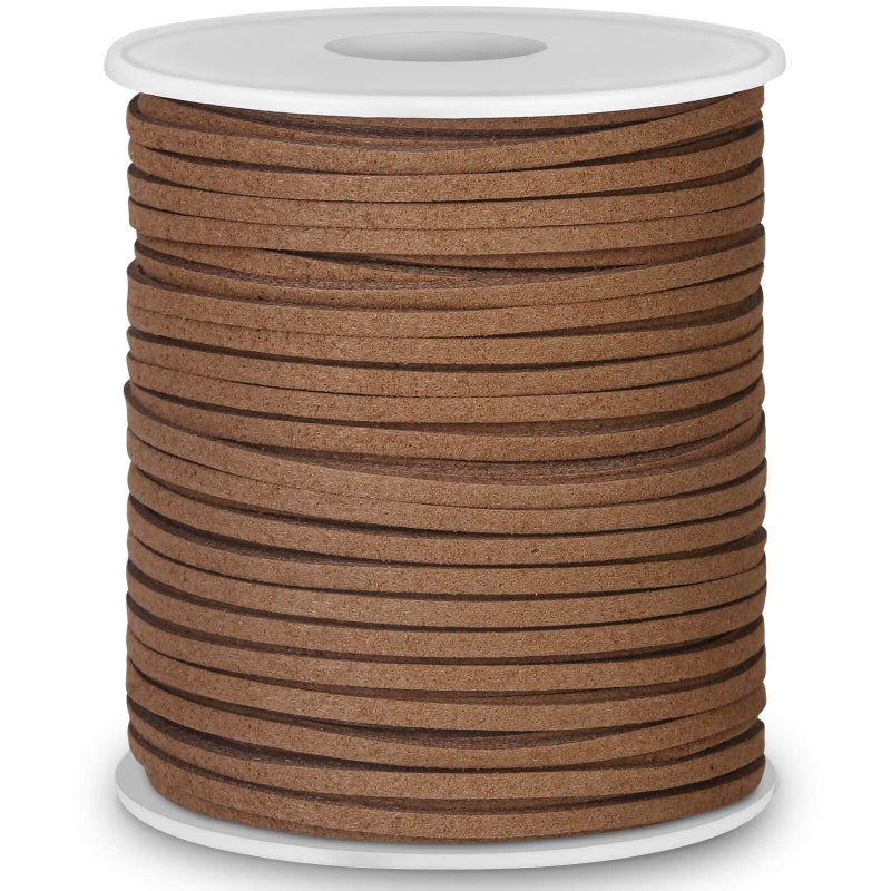 anezus Leather String, Flat Suede Cord Faux Leather Cord Thin Leather Lace for Bracelets, Necklaces, Jewelry Making and Art Crafts (2.7 MM Brown) - Image 2