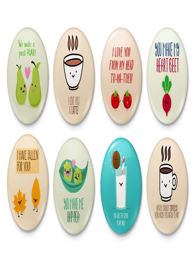 Cute Love Pun Badges - Set of 8 Badges - Circular (Each of Diameter 6cm)