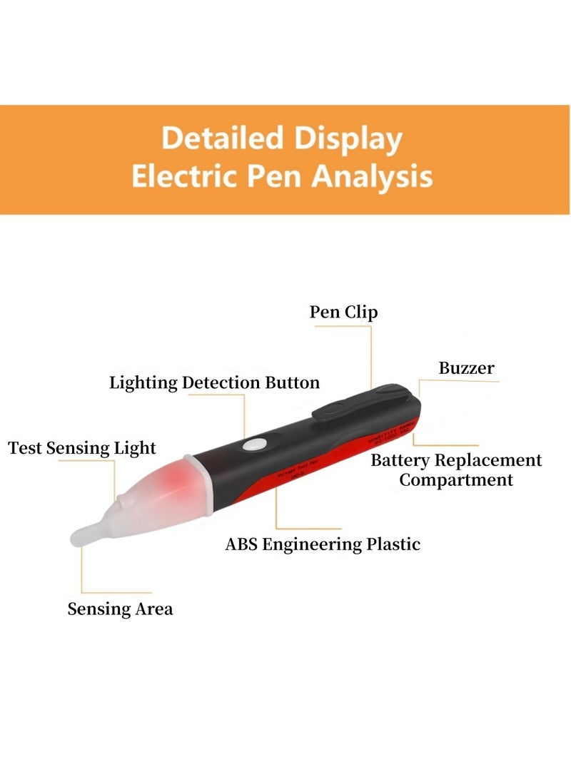 Mmmon Voltage Tester Pen, Voltage Detector Non-Contact Voltage Alert Sensor 90-1000V AC Socket Tester (Red)  - Image 3