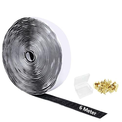 TurtleGrip, Self Adhesive Hook Tape Roll (Without loop tape) & Thumbnails with Strong Glue for Magnetic Door Net & Window Net Replacement Accessory (Black, 20mm width x 6 meters) - Image 1