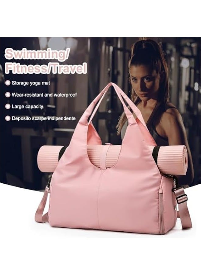TRASSLE Yoga Mat Bag Large Yoga Mat Tote Sling Carrier with Pockets Fits Mats with Shoes Bag and Wet Compartment Ladies Pilates Gym Bag with Adjustable Mat Strap for Women  - Image 4