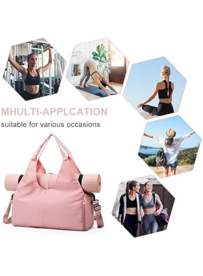 Yoga Mat Bag Large Yoga Mat Tote Sling Carrier with Pockets Fits Mats with Shoes Bag and Wet Compartment Ladies Pilates Gym Bag with Adjustable Mat Strap for Women