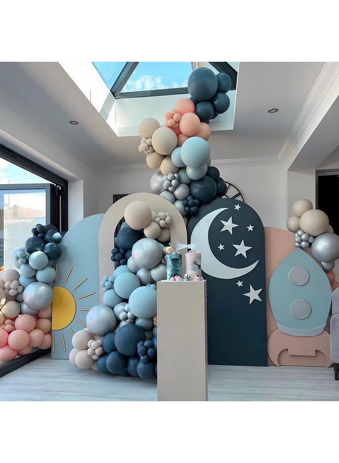 جانينوس بالونات سموج الزرقاء المحشوة المزدوجة، إكليل بالونات أزرق باهت بأحجام مختلفة، 5 12 18 بوصة، غلاف بالونات أزرق فاتح، بالون أخضر حكيم - مجموعة قوس بالونات أزرق باهت مزدوج للكشف عن جنس الطفل، حفل استقبال المولود - Image 5