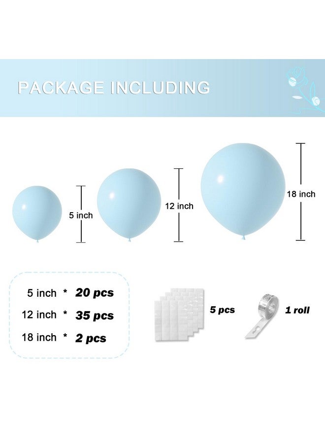 جانينوس بالونات سموج الزرقاء المحشوة المزدوجة، إكليل بالونات أزرق باهت بأحجام مختلفة، 5 12 18 بوصة، غلاف بالونات أزرق فاتح، بالون أخضر حكيم - مجموعة قوس بالونات أزرق باهت مزدوج للكشف عن جنس الطفل، حفل استقبال المولود - Image 3