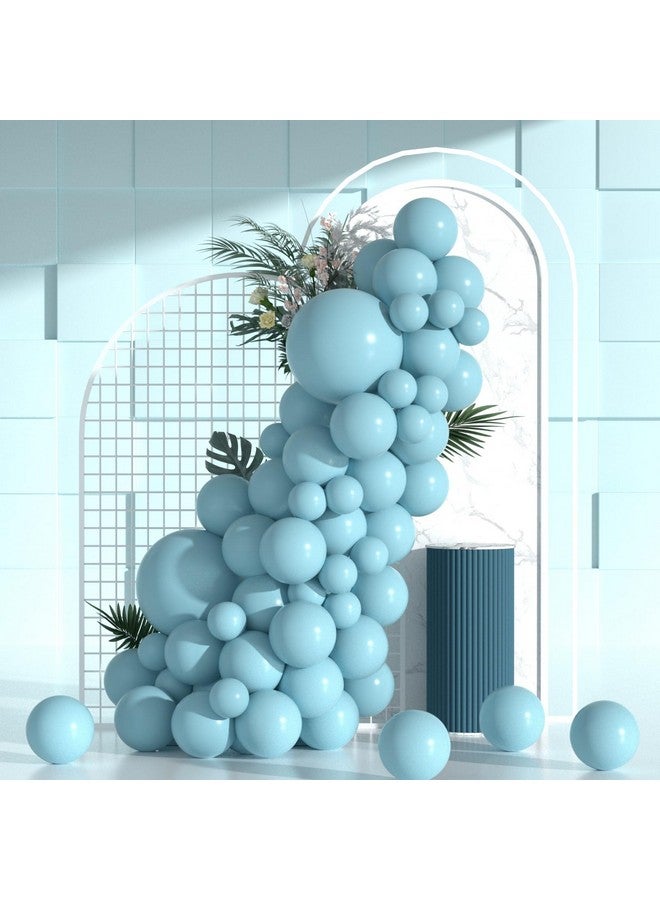 جانينوس بالونات سموج الزرقاء المحشوة المزدوجة، إكليل بالونات أزرق باهت بأحجام مختلفة، 5 12 18 بوصة، غلاف بالونات أزرق فاتح، بالون أخضر حكيم - مجموعة قوس بالونات أزرق باهت مزدوج للكشف عن جنس الطفل، حفل استقبال المولود - Image 1