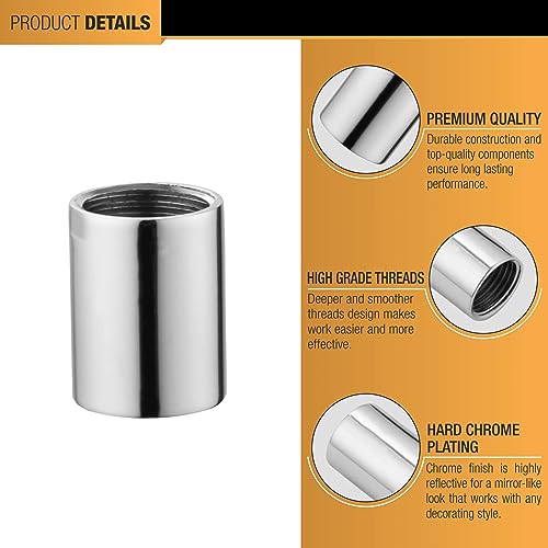 Ruhe® Pipe Fittings Connector | Full Brass 1.25 Inch Socket Connector for Pipe Fittings | (Chrome Finish) | Pack of 2 - Image 3