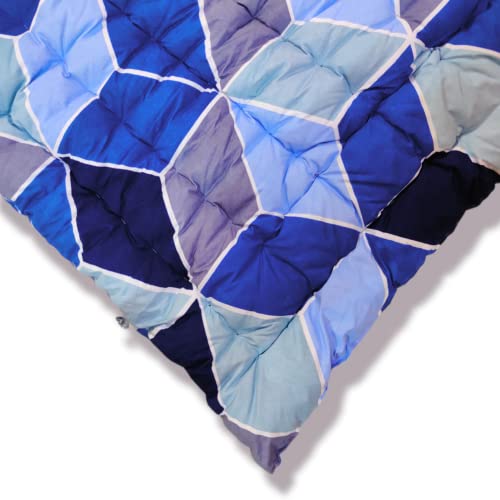 Deevine Craft Soft Cotton Quilt | Foldable Movable Picnic Light Weight Filled Single Firm Mattress| Gadda (3D Design Printed, 1 Sleeping Capacity, 3 x 6 ft or 72 x 36 Inches) (Shades of Blue) - Image 3