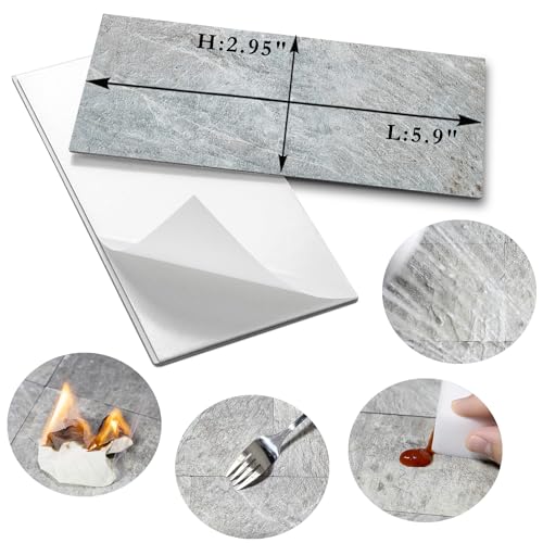 AULIGET 3" x 6" Subway Tile Peel and Stick Backsplash, Thick PVC Stick on Wall Tiles (100, Mountain Rock) - Image 5