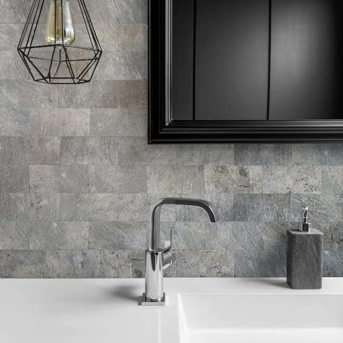 AULIGET 3" x 6" Subway Tile Peel and Stick Backsplash, Thick PVC Stick on Wall Tiles (100, Mountain Rock) - Image 4