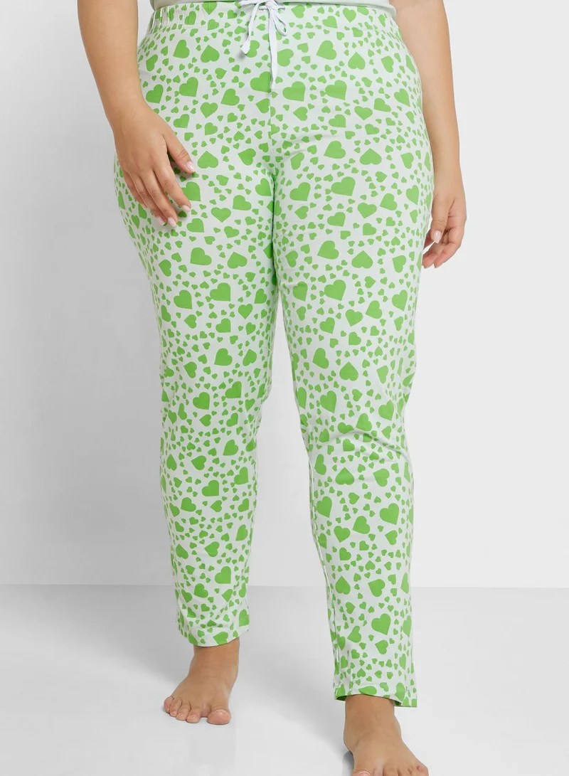 Ginger Plus Graphic Nightwear T-Shirt And Pyjama Set