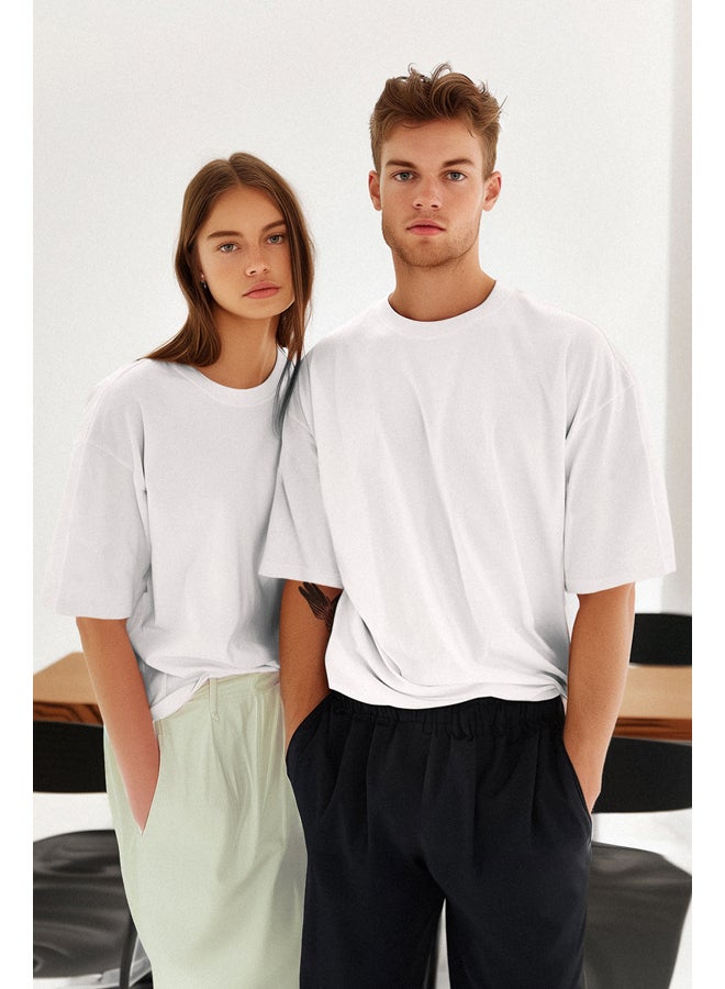 trendyol White Basic Men's Crew Neck Oversize Short Sleeve T-Shirt - Image 1