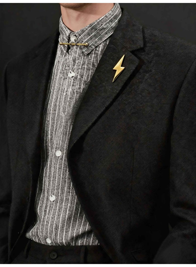 HomeNoor Geometric Lightning Bolt Brooch, Premium Stainless Steel Lapel Pin, Stylish Suit Accessory for Business, Wedding, Formal & Casual Wear, Perfect Gift for Men & Women - Image 3