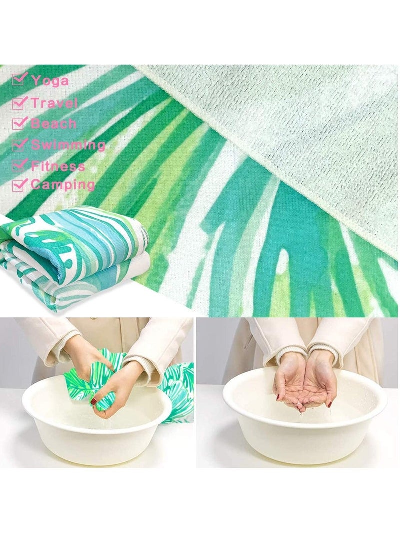 Microfiber Sand Free Beach Towel | Quick Fast Dry Super Absorbent Oversized Lightweight Big Large Towels Blanket Green Leaf Cool Swim Beach Towels for Travel Pool Swimming Bath Camping Adult Women Men - Image 4