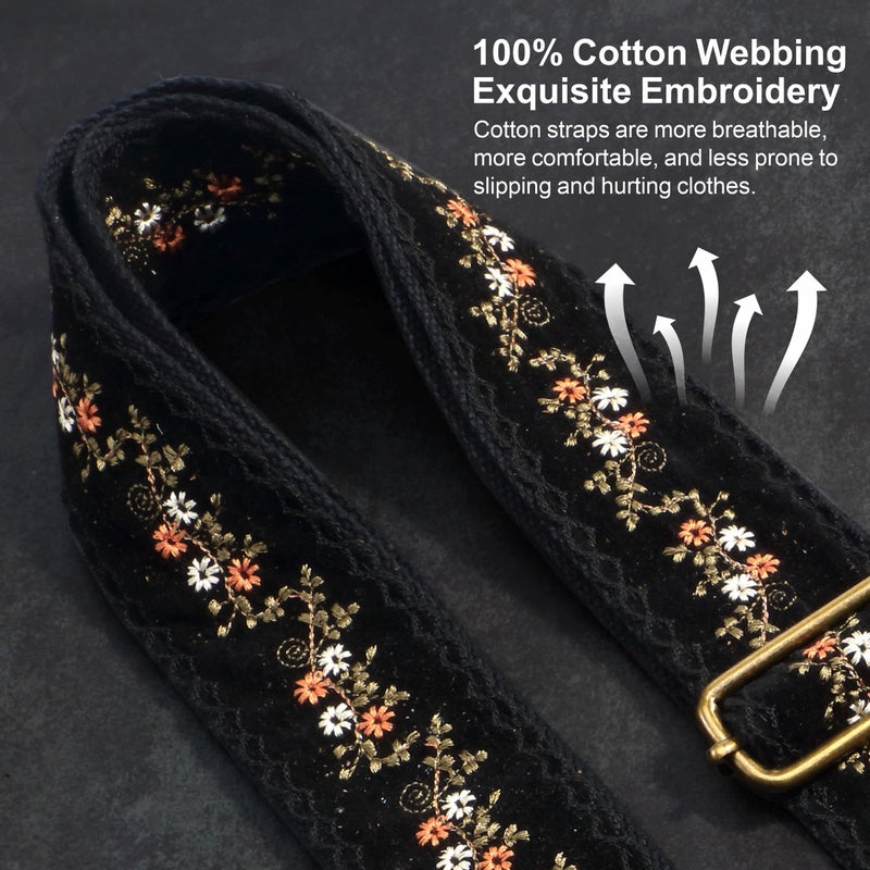 Nefelibata Purse Strap-2" Crazy Horse Leather Wide Shoulder Strap Adjustable Replacement,Retro Jacquard Embroidery Multi-pattern Crossbody Bag Straps for Handbag,Crossbody Bags,ã€(Vintage florals) - Image 4