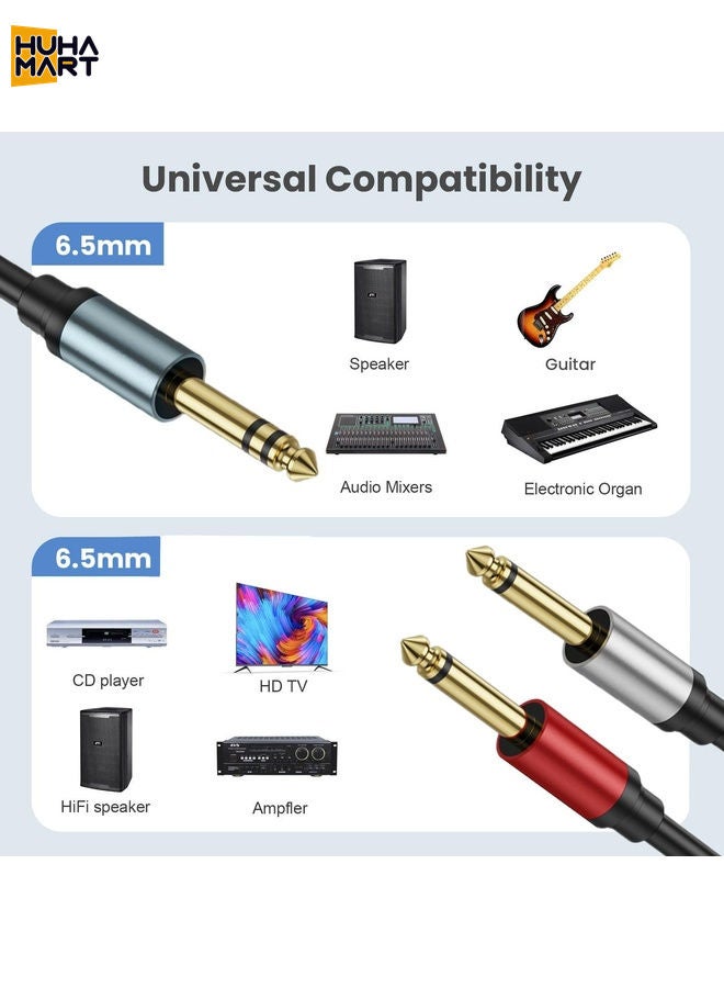 HuHa Mart 0.3m Gold Plated 6.35mm Male Dual Sound TRS Stereo to 2 x 6.35mm Male TS Mono Y Splitter Adapter Audio Cable(Black) - Image 5