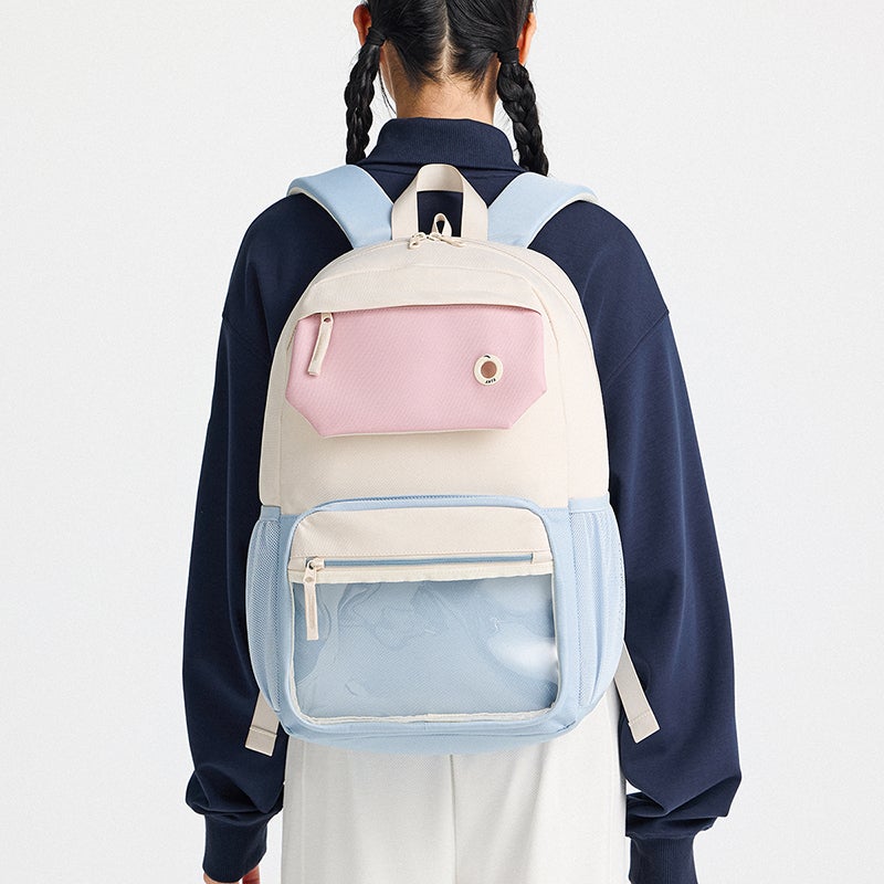 ANTA Unisex Large Capacity Backpack in Pink and Blue – Lifestyle - Image 1