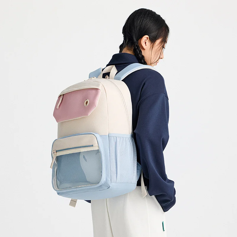 ANTA Unisex Large Capacity Backpack in Pink and Blue – Lifestyle