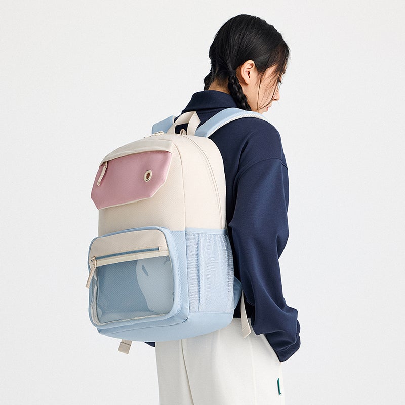 ANTA Unisex Large Capacity Backpack in Pink and Blue – Lifestyle - Image 2