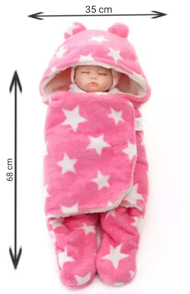 BRANDONN Baby Blankets New Born Pack of Hooded AC Wrapper Cum Baby Sleeping Bag 76 cm x 70 cm 06 Months - Image 3