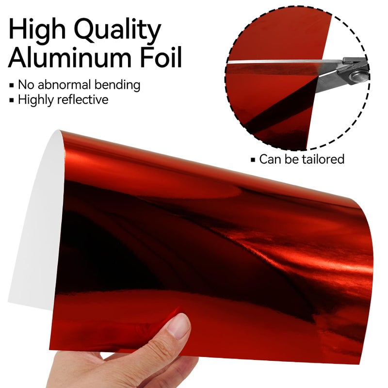Nufiwra 30 Sheets Metallic Red Cardstock Paper - A4 Size (250gsm), Mirror Finish Gold Foil Board for Crafting, Invitations, and Decorations - Die Cut and Plotter Compatible - Image 3