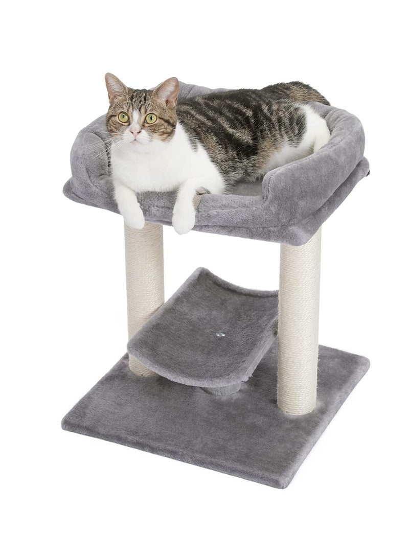 Cat Scratching Post Small Cat Tree Cat Scratcher with Large Plush Top Perch Bed Cat Post and Curved Platform 48x40.5x40.5cm