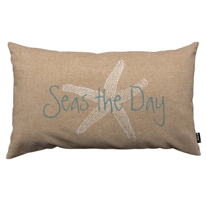 SEAS THE DAY THROW PILLOW CASE CUSHION COVER STARFISH ON BROWN BACKGROUND OCEAN WILDLIFE LINEN COUCH BED SOFA CAR WAIST CUSHION COVER 12 X 20 INCH
