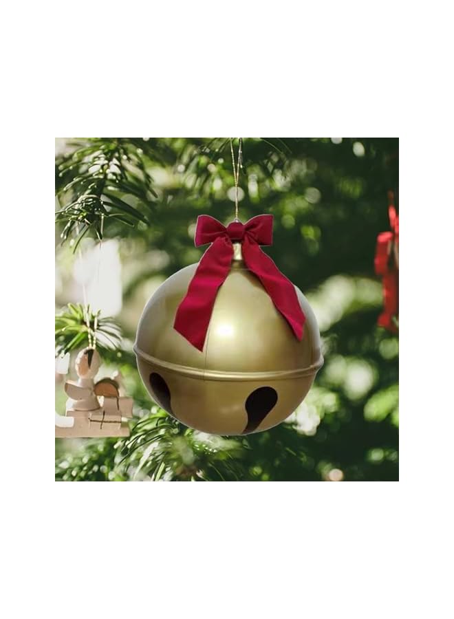 The Bros زينة عيد الميلاد القابلة للنفخ، كرة عيد الميلاد القابلة للنفخ من PVC مع رباط أحمر، زينة جرس عيد الميلاد الخارجية، زينة شجرة عيد الميلاد في الحديقة، سهلة التركيب (60 سم) - Image 3