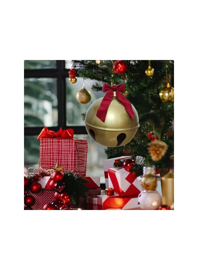 The Bros زينة عيد الميلاد القابلة للنفخ، كرة عيد الميلاد القابلة للنفخ من PVC مع رباط أحمر، زينة جرس عيد الميلاد الخارجية، زينة شجرة عيد الميلاد في الحديقة، سهلة التركيب (60 سم) - Image 4