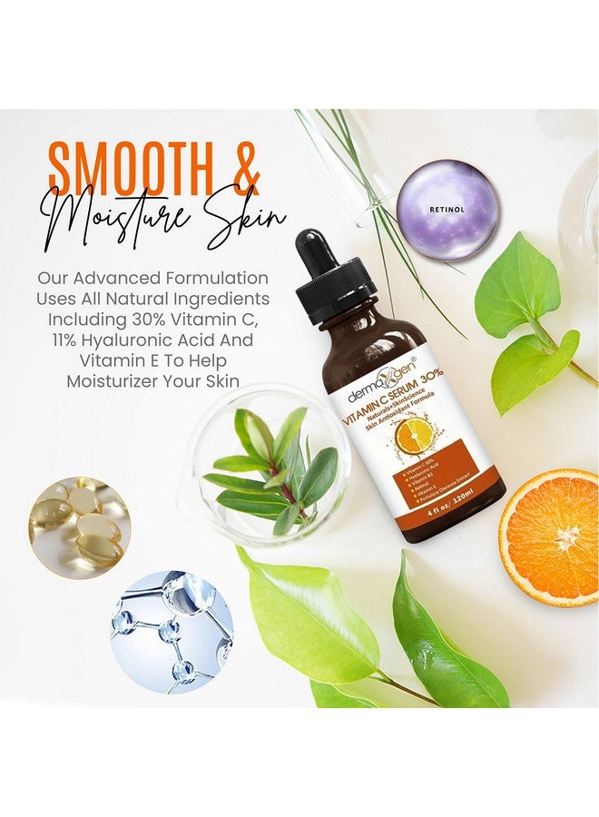 dermaxgen 30% Vitamin C Face Serum With Hyaluronic Acid & Vitamin E - Natural Hydrating & Rejuvenating Serum For All Skin Types (4 Fl Oz) - Image 2