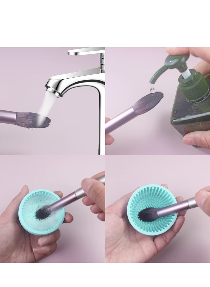 Silicone Makeup Brush Cleaner Mat Portable Scrubber Tool for Effective Cosmetic Brush Cleaning Blue Color - Image 4